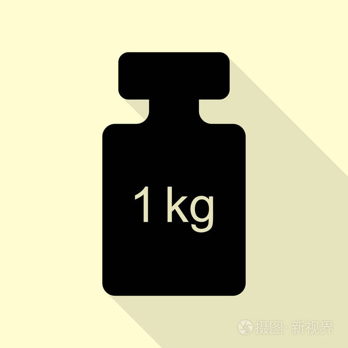 重量简单的符号.与平面样式阴影路径奶油背景上的黑色图标