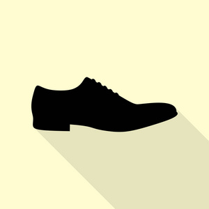 男鞋签署。与平面样式阴影路径奶油背景上的黑色图标