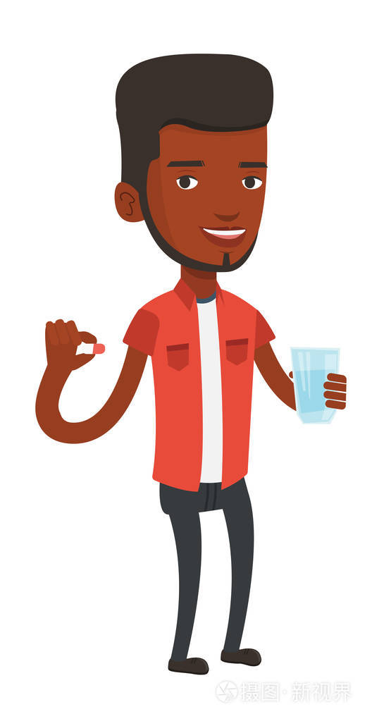 年轻的非裔美国人食丸仔