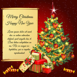 圣诞树和礼物和为您的文本滚动