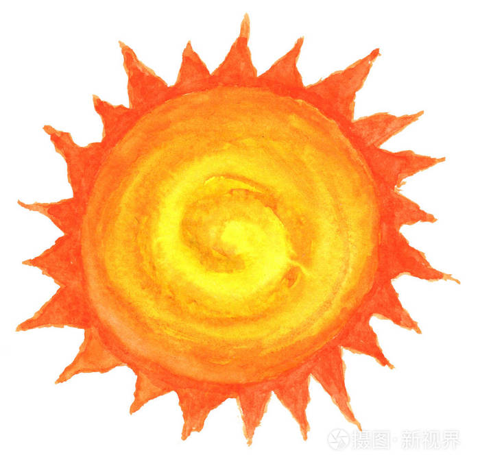 在水彩画中的太阳
