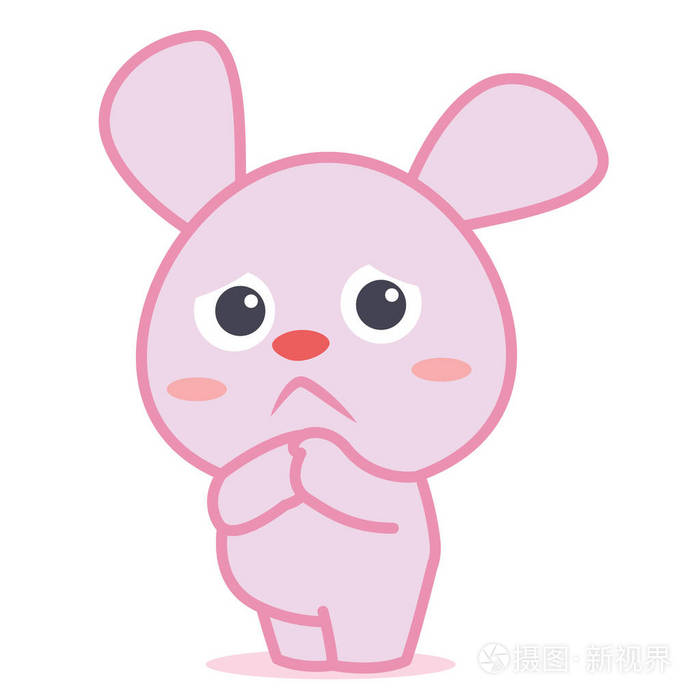 伤心的兔子卡通字符集合