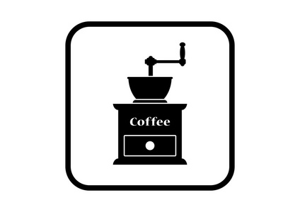 白色背景上的咖啡研磨器图标