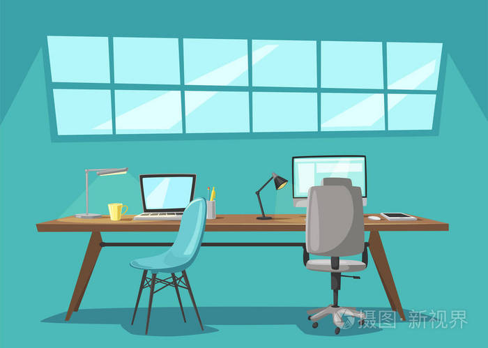 办公室工作.卡通矢量图