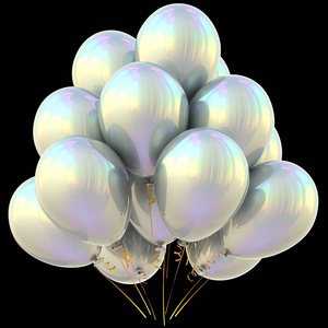 气球白色生日快乐聚会装饰亮黑色
