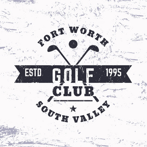 高尔夫俱乐部老式标志格栅标志印刷矢量插图