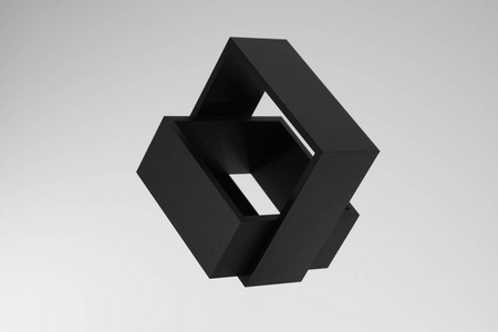 灰色背景下的一个正方形上的黑色正方形, 黑色和白色的独立结构