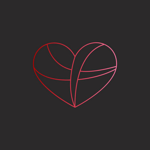 心脏图标向量。完美的爱情象征。情人节标志, 标志孤立在黑色背景, 渐变, 红色的心, 图形和网页设计, 标志。Eps10