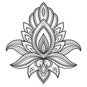 指甲花纹身花模板在印度风格。民族花佩斯利莲花。曼海蒂风格