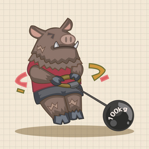 动物野猪做体育卡通主题元素