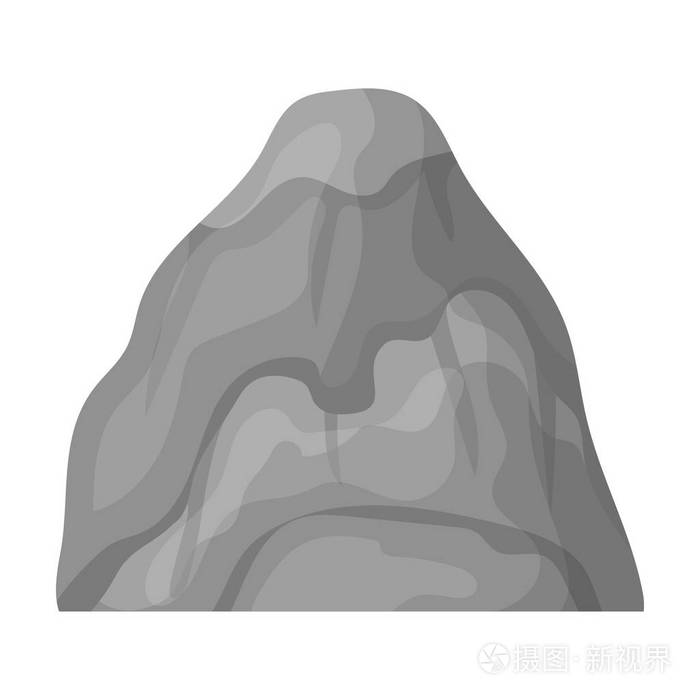灰色的石头山在其中一座山上开采矿物不同的山单单色风格矢量符号股票
