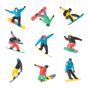 滑雪板跳不同的姿势