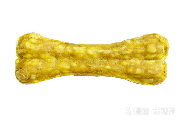 孤立在白色背景上的黄狗骨