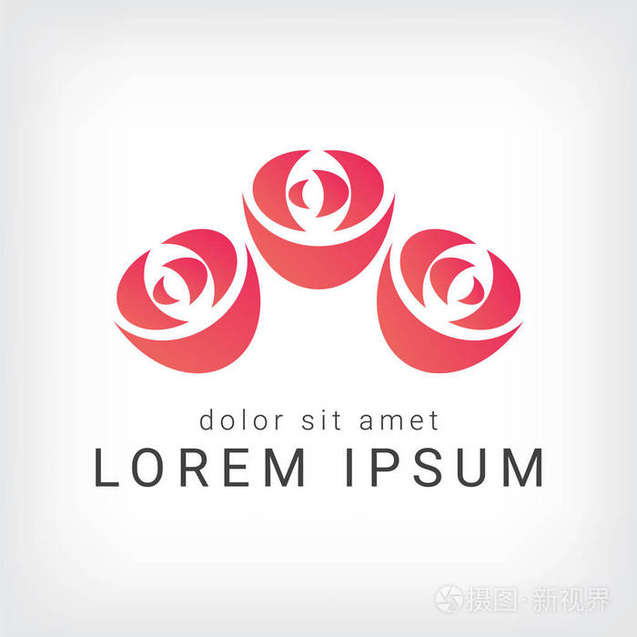 玫瑰矢量 logo 设计模板,最小的花瓣美容图标,沙龙花卉抽象符号,矢量