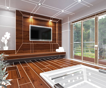 3d 室内渲染的现代浴室
