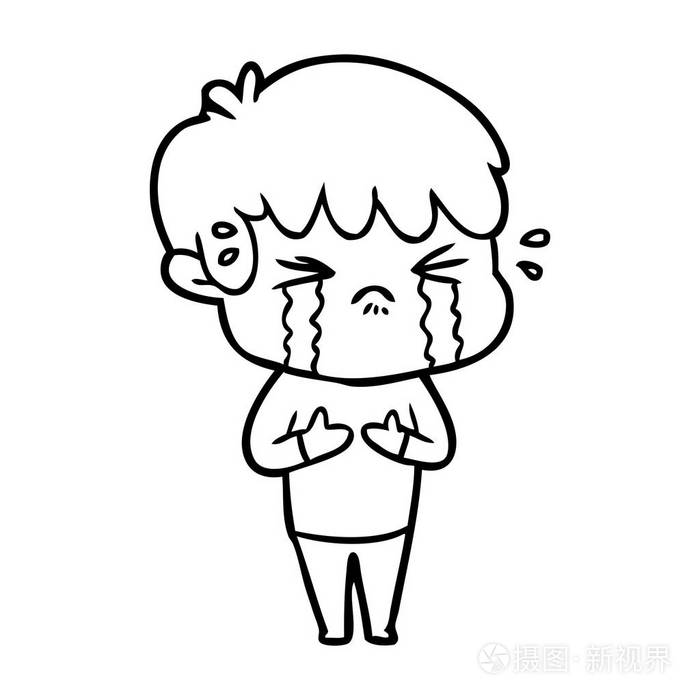 卡通男孩哭泣的媒介例证