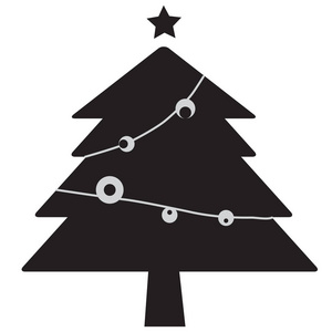 白色背景下的圣诞树的象形文字。圣诞树标志。平面样式