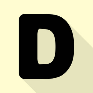 字母 D 标志设计模板元素。与平面样式阴影路径奶油背景上的黑色图标