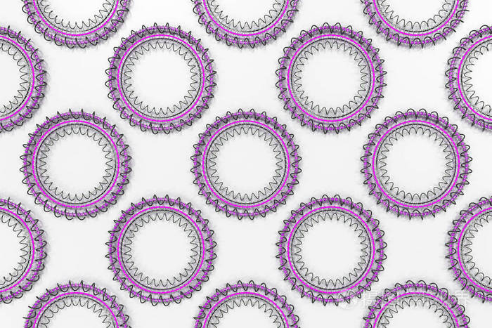 由环和螺旋状排列在白色的同心圆形状的模式