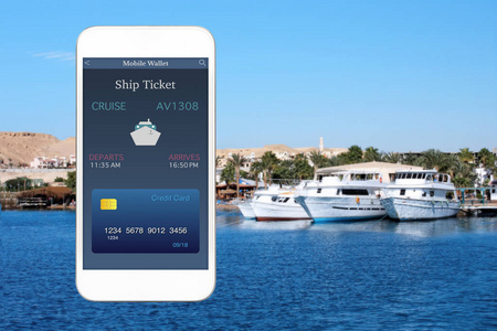 与应用程序移动钱包船票白色触控手机