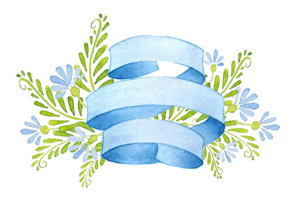 水彩丝带横幅图片