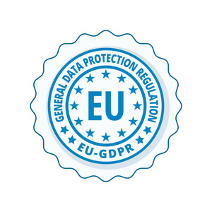 基于通用数据保护规则文本的蓝色欧盟Gdpr 平板标签矢量图解设计