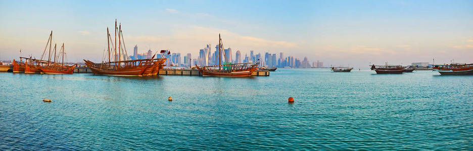 卡塔尔多哈海岸全景