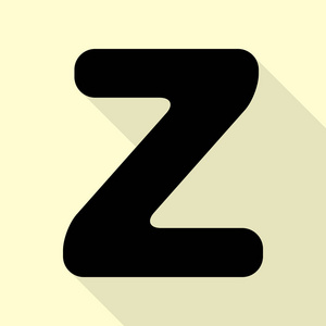 字母 Z 标志设计模板元素。与平面样式阴影路径奶油背景上的黑色图标