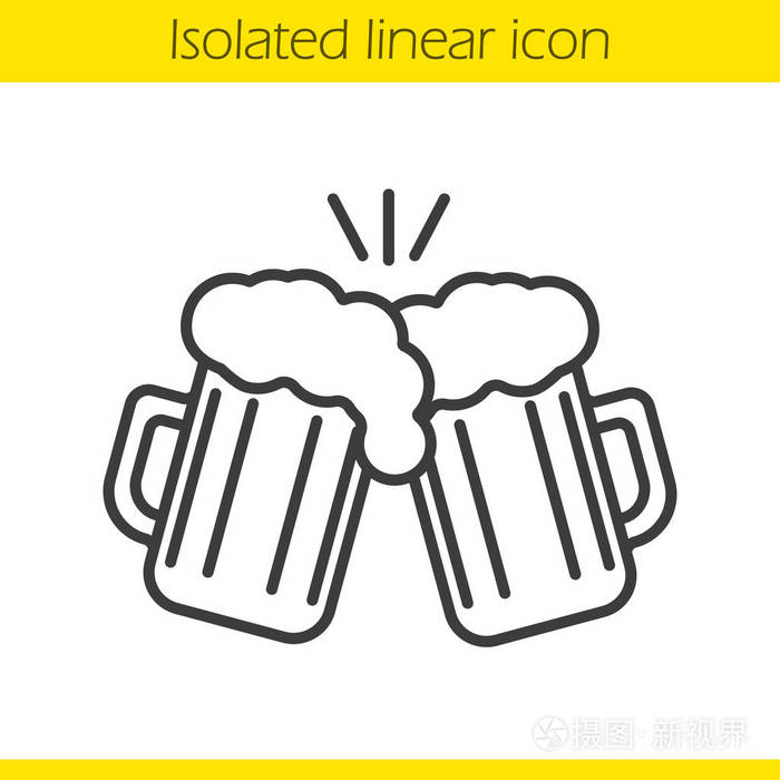敬酒啤酒眼镜线性图标插画-正版商用图片0o1bio-摄图新视界