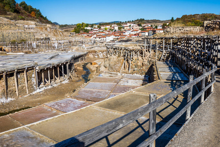 老盐 Anana 谷盐矿从 Alava，巴斯克人国家，西班牙