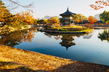 韩国首尔景福宫宫 Hyangwonjeong 秋季