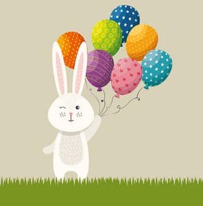 可爱的兔子快乐复活节贺卡