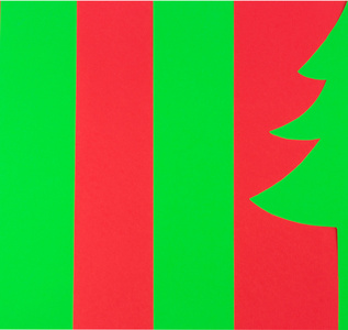 圣诞节背景红色和绿色纸和树
