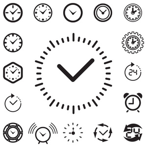 时间或孤立的时钟图标照片