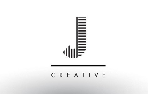 j 黑白线条字母标志设计照片