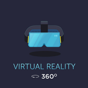 Vr 耳机图标。虚拟现实玻璃。矢量的海报。平面样式设计