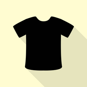 T 恤的标志。与平面样式阴影路径奶油背景上的黑色图标