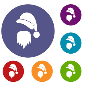 圣诞老人帽子和胡子图标设置图片