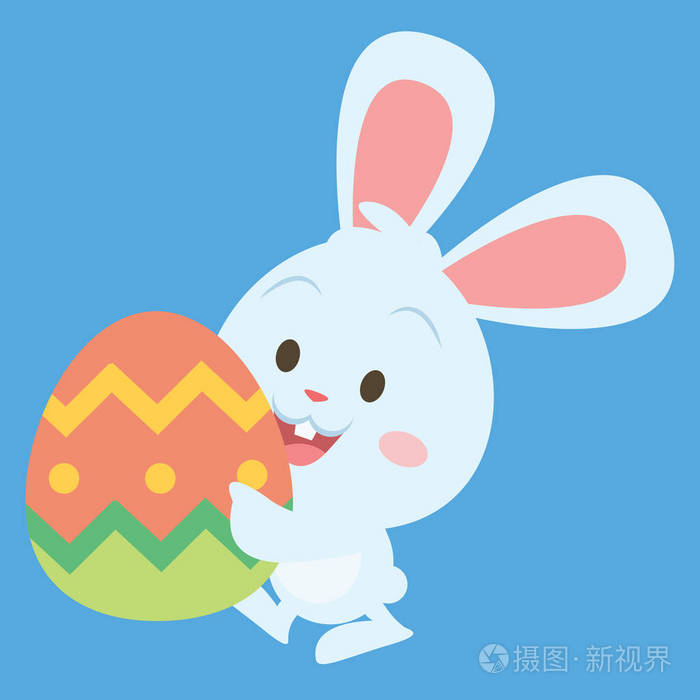 复活节兔子与大鸡蛋矢量艺术
