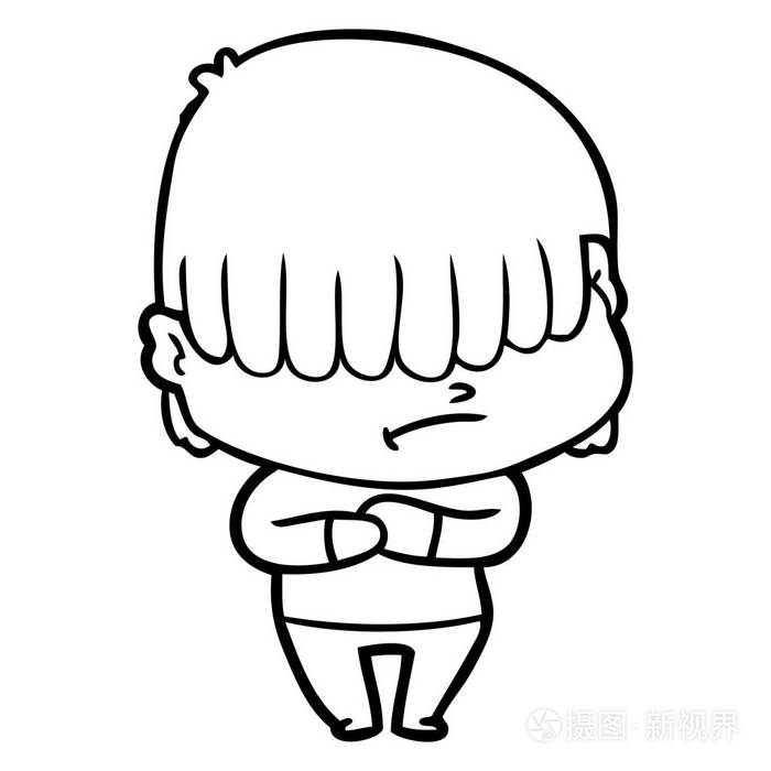 凌乱的头发的卡通男孩