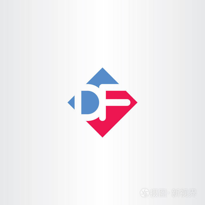 字母d 和 f df 标志图标矢量