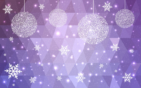 明亮的紫色矢量圣诞多边形背景与雪花