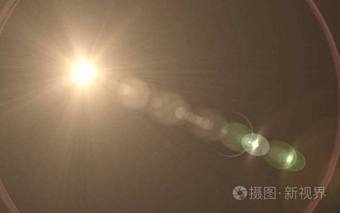 抽象的镜头光晕照在黑色的背景