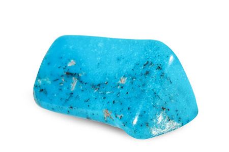 天然宝石的宏观拍摄。天然矿物宝石石turkvenit 蓝 howlite 宝石。白色背景上的孤立对象