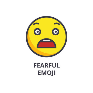 可怕的 emoji 表情矢量线图标, 符号, 背景插图, 可编辑笔画