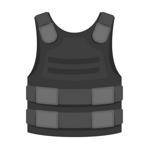 在白色背景上孤立的单色风格的防弹背心图标.警察象征股票矢量图照片