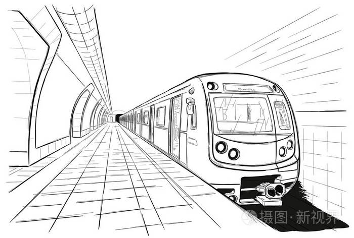 地铁站简笔画画法图片