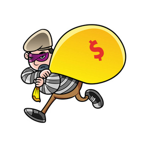 的男贼在室内北极贼鸥运行的卡通鼠贼一名警察追逐与被偷包贼的插图