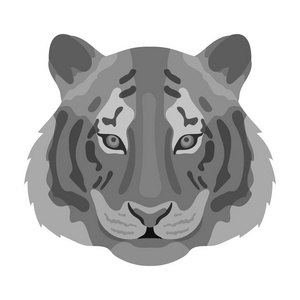老虎在白色背景上孤立的单色风格的图标。写实的动物象征股票矢量图