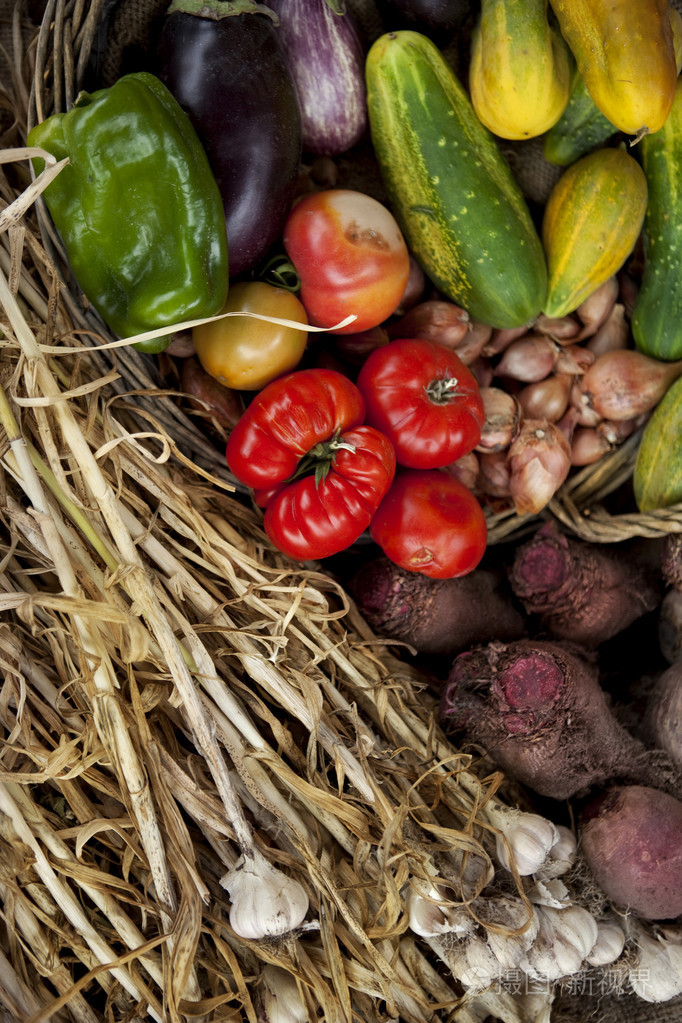 在一篮子蔬菜
